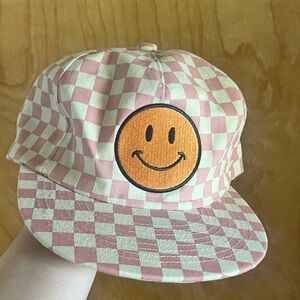 NWT pink checkered smiley hat
